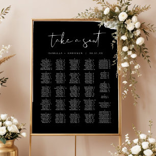 JOVI Edgy Modern Black White Alphabetical Seating Canvas Print