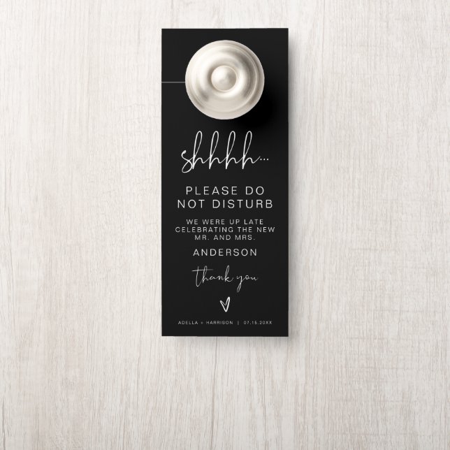JOVI Modern Edgy Black Wedding Party Door Hanger (On Knob)