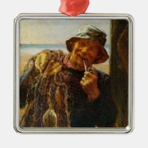 Jovial Fisherman (by Frederick Morgan) Metal Tree Decoration