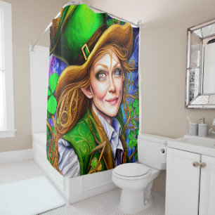Jovial Green St Patrick's Day Shower Curtain