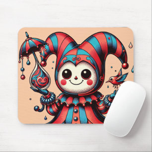 Jovial Jester and Feathered Friend Mouse Mat