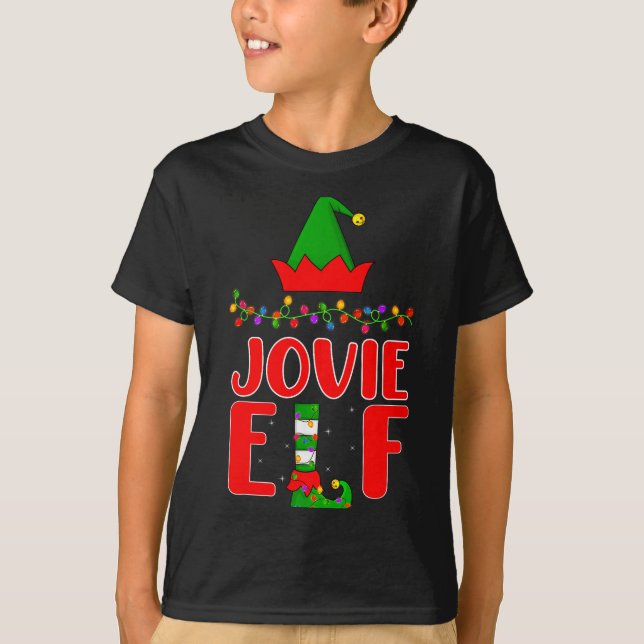 Jovie Elf Matching Family Lighting Christmas  T-Shirt (Front)