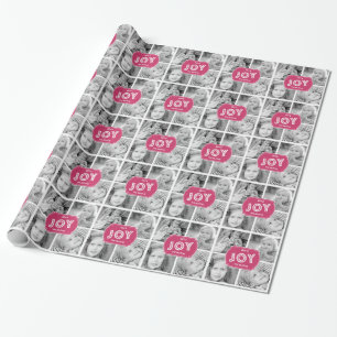 JOY 4 PHOTOS HOLIDAY GREETING   TAUPE WRAPPING PAPER