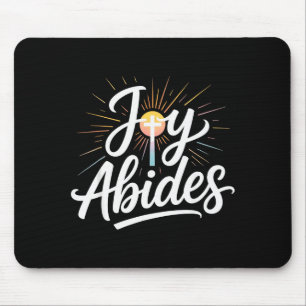 Joy Abides Christian Cross Sunbeam Faith Inspirati Mouse Mat