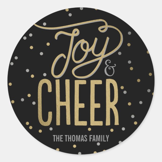 Joy and Cheer Custom Holiday Sticker (Front)