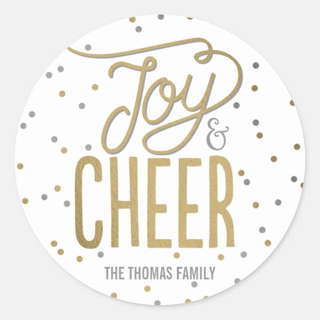 Joy and Cheer Holiday Custom Stickers (Front)