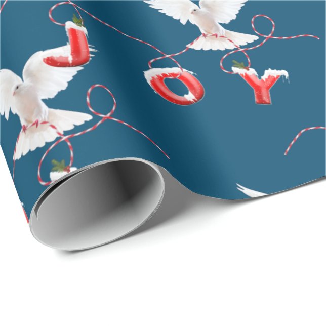 Joy and Dove on Blue Wrapping Paper (Roll Corner)