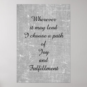 'Joy and fulfilment' poem art poster. Poster