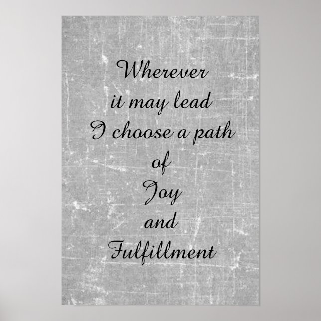 'Joy and fulfilment' poem art poster. Poster (Front)