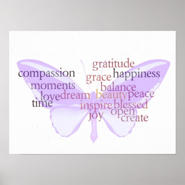 Joy and Gratitude Butterfly Poster (Front)