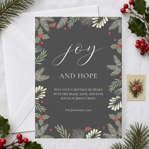Joy and Hope Christian Christmas Botanical Holiday Card