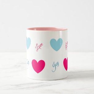 Joy and Love Hearts Two-Tone Coffee Mug