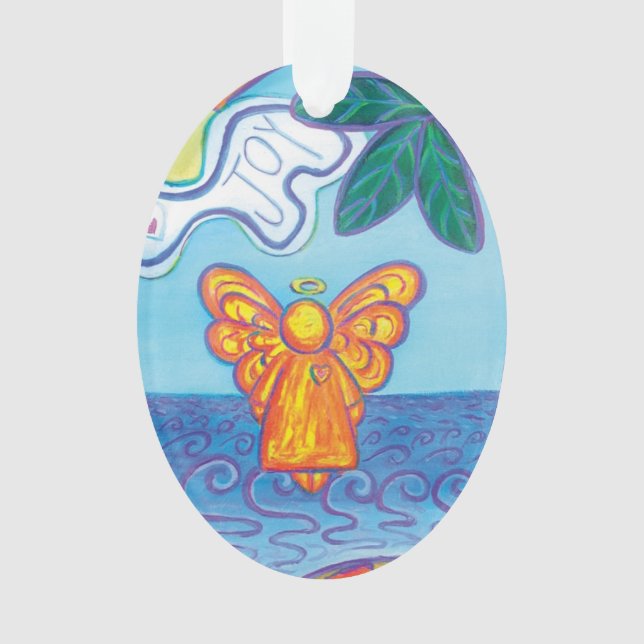 Joy and Peace Beach Angel Art Holiday Ornament (Front)