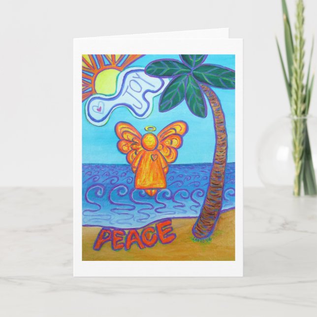 Joy and Peace Beach Angel Greeting or Note Card (Front)