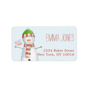 Joy and Peace   Cute Snowman Christmas Label