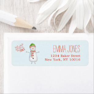 Joy and Peace   Cute Snowman Christmas Label