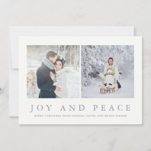 Joy and Peace Modern Christmas Two Photo Holiday Card