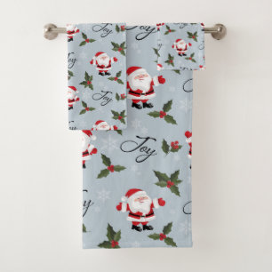 Joy and Santa Christmas  Bath Towel Set