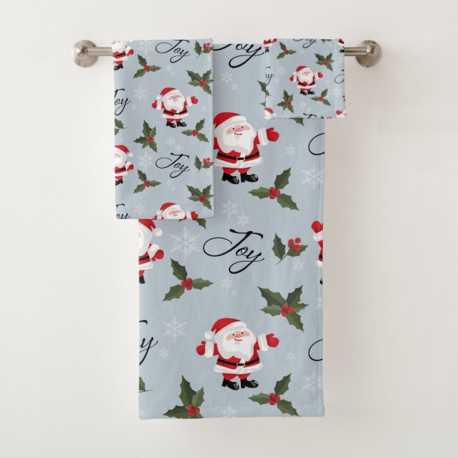 Joy and Santa Christmas  Bath Towel Set (Insitu)