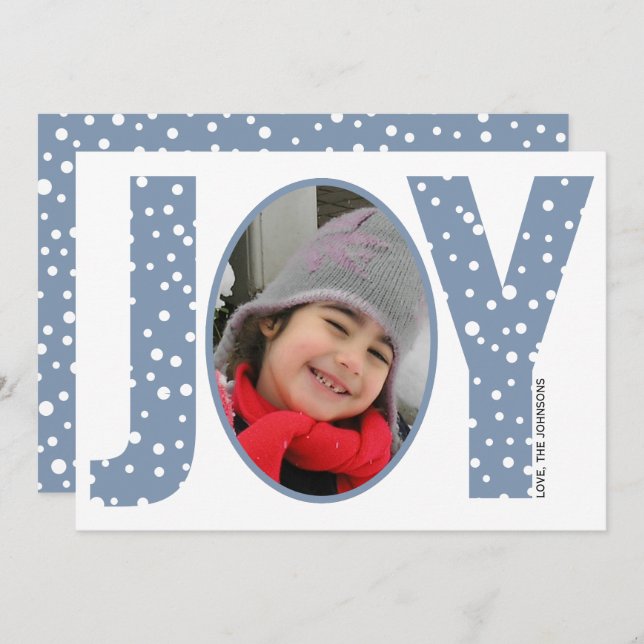 Joy and snow dusty blue minimal Christmas Holiday Card (Front/Back)
