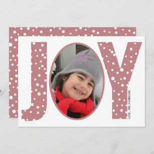 Joy and snow dusty rose minimal Christmas Holiday Card