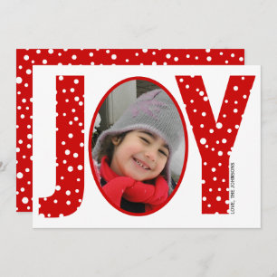 Joy and snow red minimal Christmas photo Holiday Card