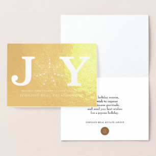 Joy and Snowflake   Holiday Greetings Foil Card