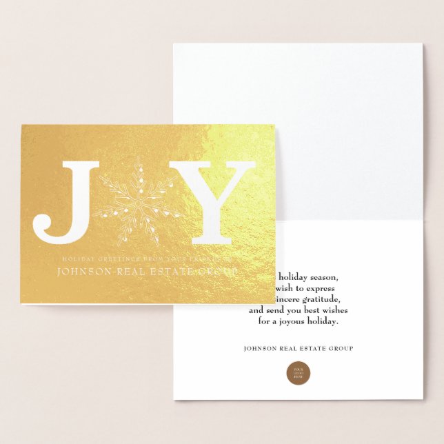 Joy and Snowflake | Holiday Greetings Foil Card (Display)