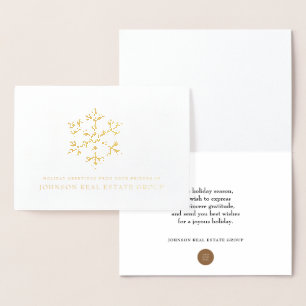 Joy and Snowflake   Holiday Greetings Foil Card