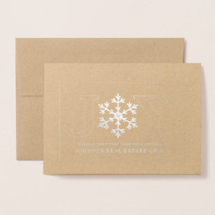 Joy and Snowflake   Holiday Greetings Foil Card