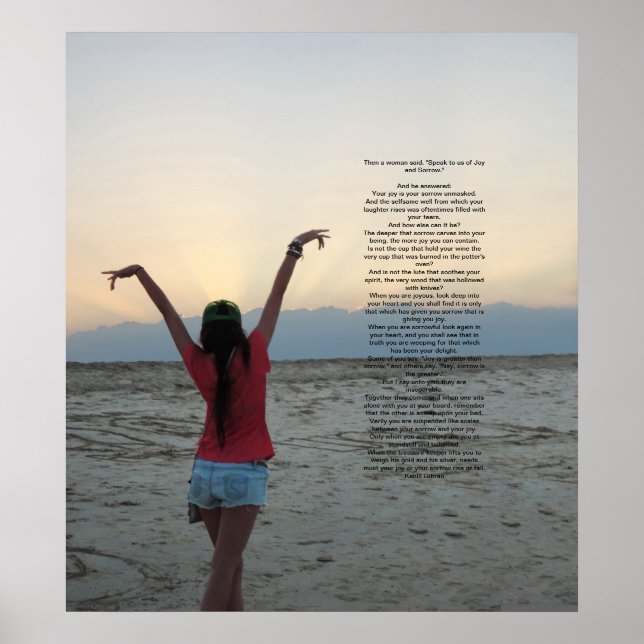 Joy and Sorrow by Kahlil Gibran Poster (Front)