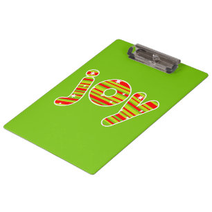 JOY at Christmas, Red & Green Stripes Clipboard