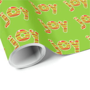 JOY at Christmas, Red & Green Stripes Wrapping Paper