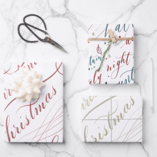 Joy at Christmas Wrapping Paper Flat Sheet Set - 3