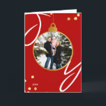Joy Bauble Personalized Photo Gold Foil Christmas Card<br><div class="desc">Joy Bauble Personalized 2 Photo Gold Foil Christmas card.</div>