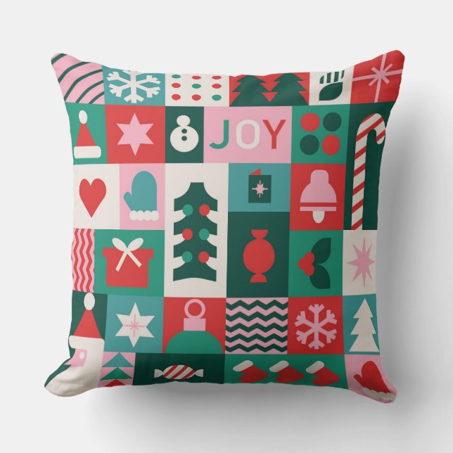 Joy Bauhaus Christmas Festive Holidays Cushion (Front)