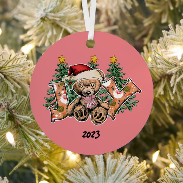 Joy Bear Christmas Metal Tree Decoration (Insitu)