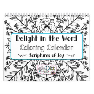 Joy Bible Verse Floral Botanical Monthly Colouring Calendar