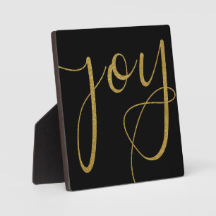 Joy Black and Gold Christmas Sign Plaque