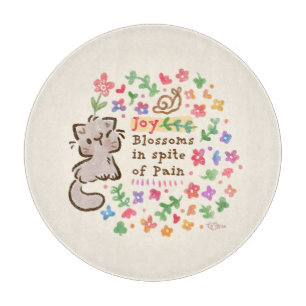 Joy Blossoms In Spite of Pain - Pebble the Kitten Cutting Board