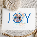 Joy Blue Coastal Christmas Beach Seashell Photo Holiday Card<br><div class="desc">Who needs snowflakes when you have seashells! Capture a cool nautical casual and coastal vibe this holiday sea-son with our coastal seaside-inspired holiday Christmas collection. We've hand-painted beautiful watercolor ocean seashells in splashes of coastal blue, rosy pink, sandy white, teals, and peach shades to create a calm coastal vibe to...</div>