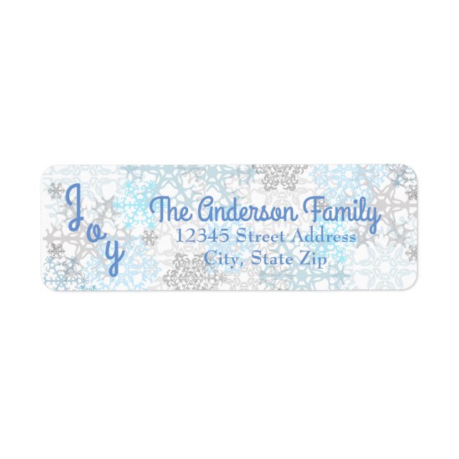 Joy Blue/White Snowflakes - Return Address Labels (Front)