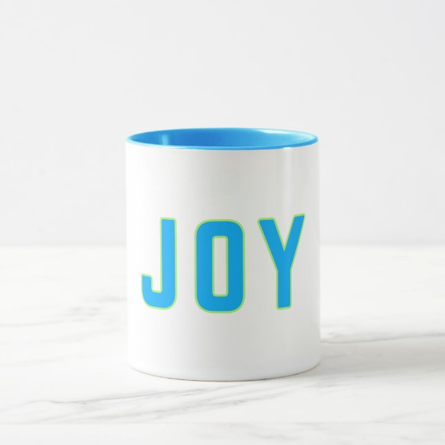 JOY Bold Blue & Lime Green Geometric Mug (Center)
