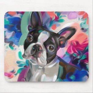 'Joy' Boston Terrier Dog Art Mouse pad