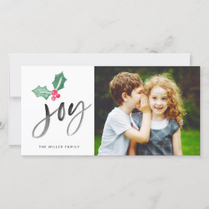 Joy Brush Script Holiday   Christmas Photo Card