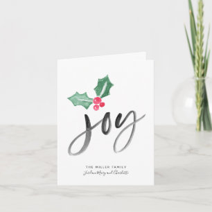 Joy Brush Script Holiday   Folded Christmas Card