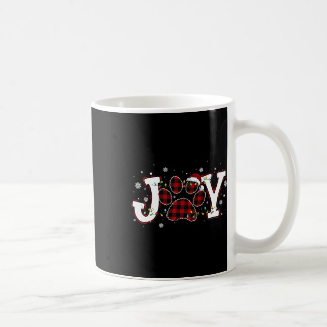 Joy Buffalo Red Plaid Dog Paw Print Christmas Orna Coffee Mug (Right)