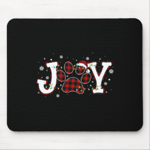 Joy Buffalo Red Plaid Dog Paw Print Christmas Orna Mouse Mat