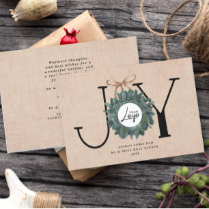Joy Business Christmas   Corporate Logo  Holiday Card