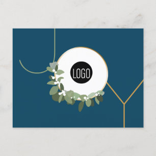Joy Business Logo Happy Holidays Blue Holiday Postcard
